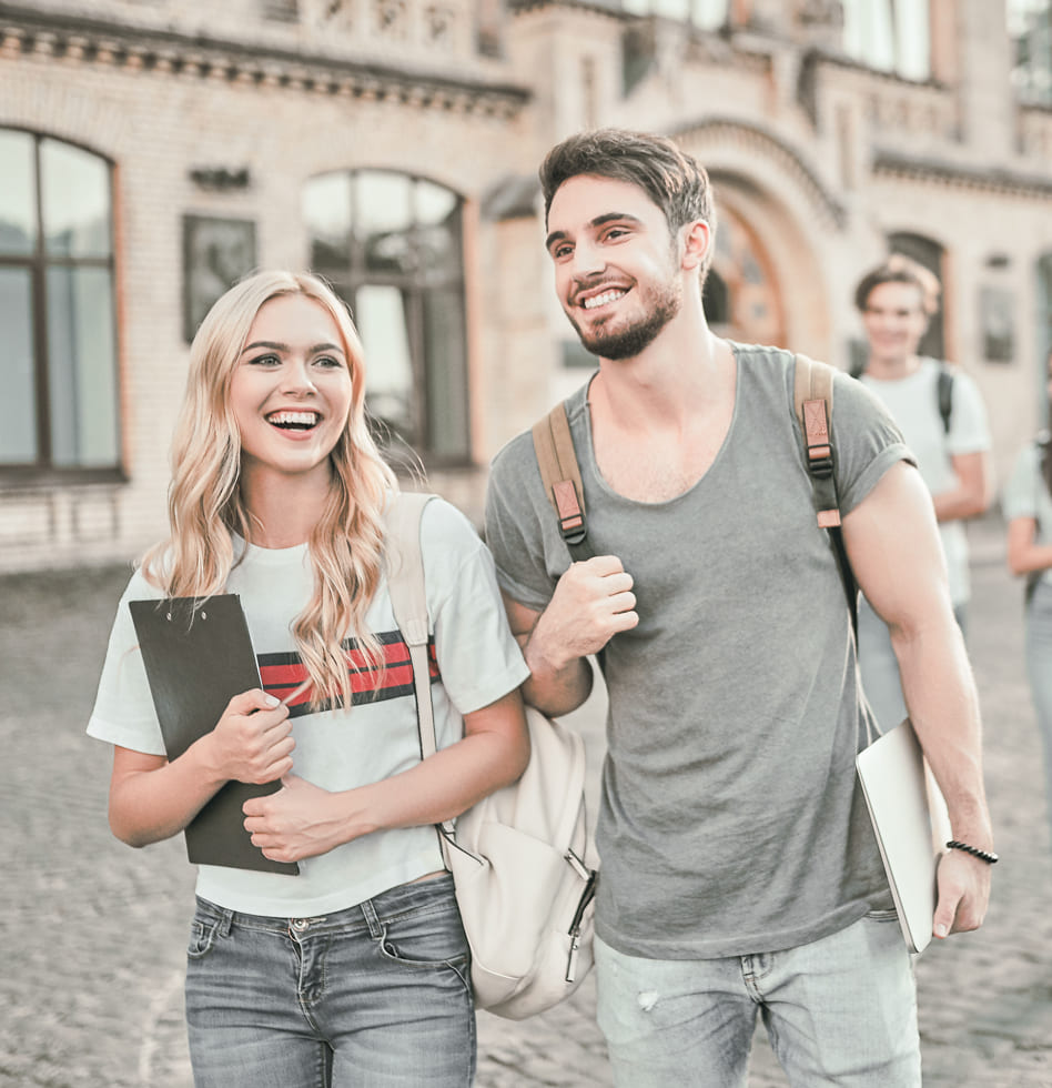 Two happy students